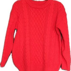 Cozy Red Aran Knit Sweater
